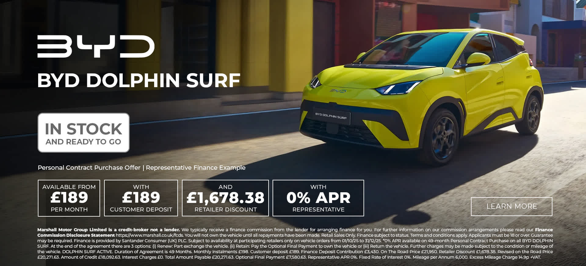 BYD DOLPHIN SURF Personal Contract Purchase Offer - 2% APR Representative*.